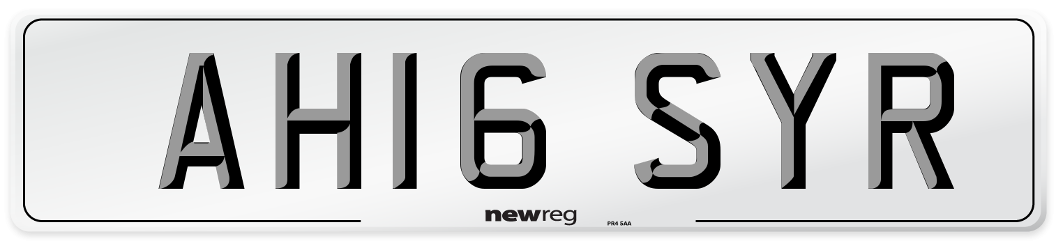 AH16 SYR Number Plate from New Reg